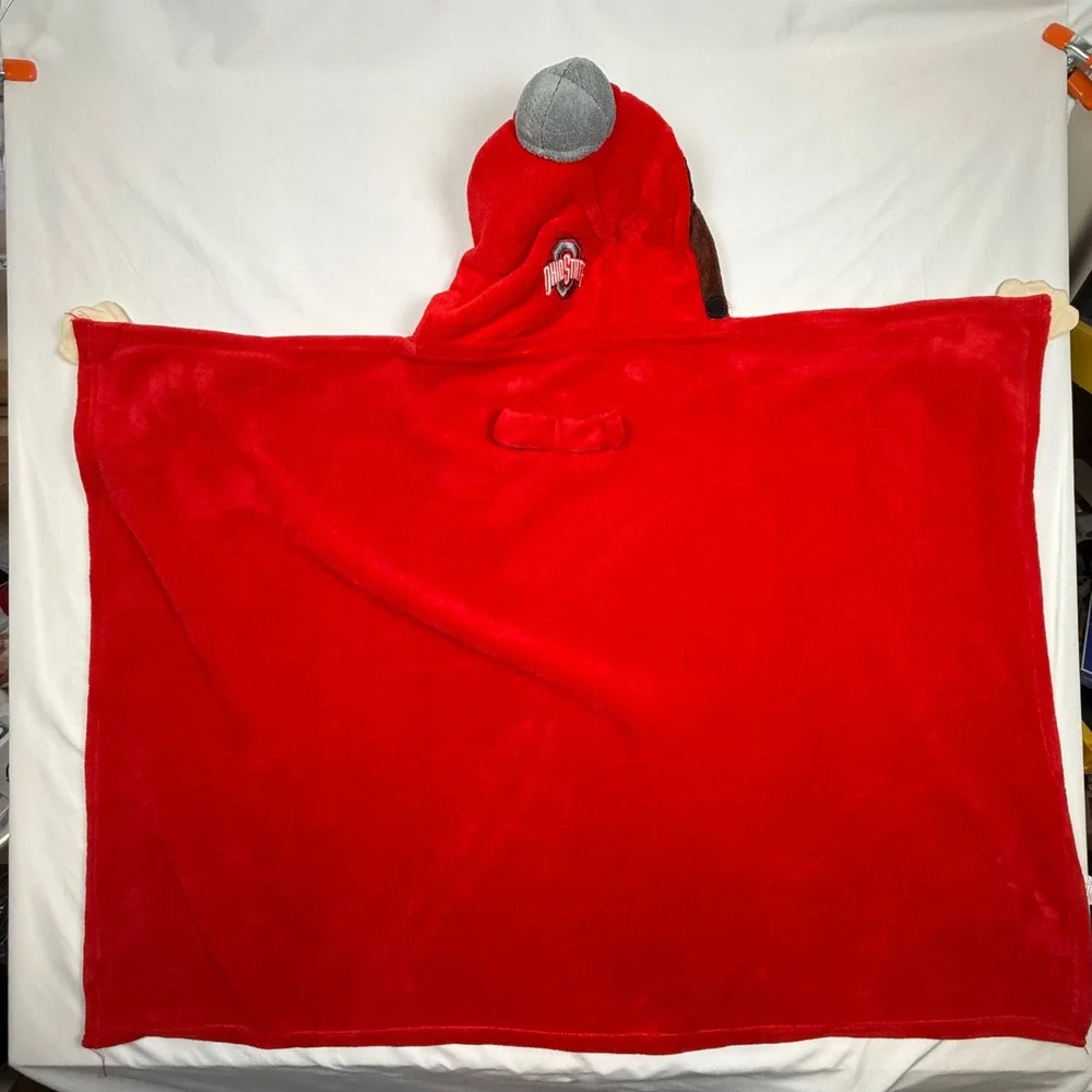 Mascot Wear Ohio State Buckeyes Brutus Youth Wearable Hooded Blanket Red 36x28